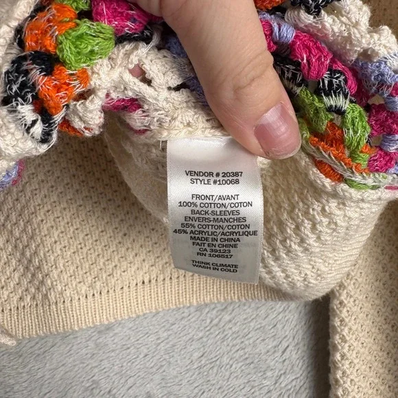 Northern Reflections Womens Crochet Granny Square Cardigan Cream Multi Size M - Picture 5 of 6